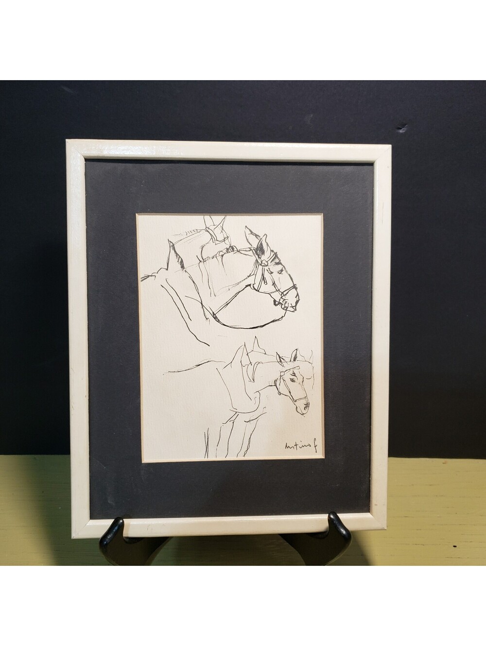 Original Ink Sketch Horse Artist Signed Framed Matted 8x10 Drawing